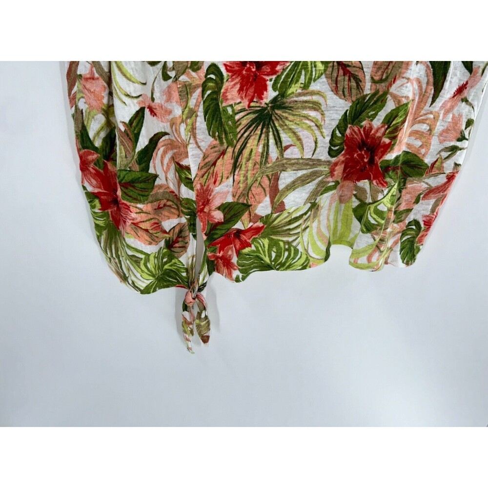Women's J Jill Love Linen Floral Short Sleeve Top Size L - Picture 3 of 6